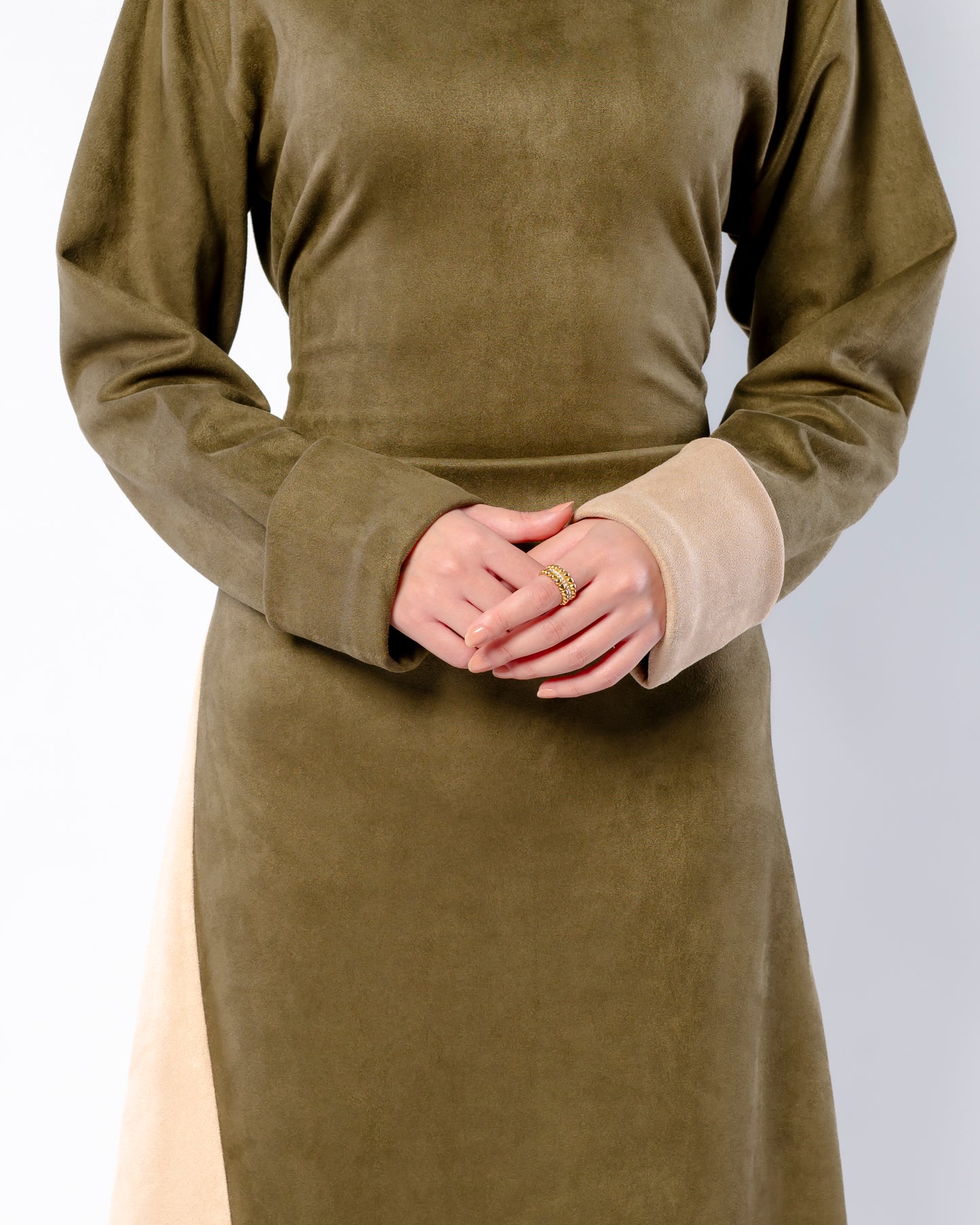 Rare Mixed dress in Beige & Olive.