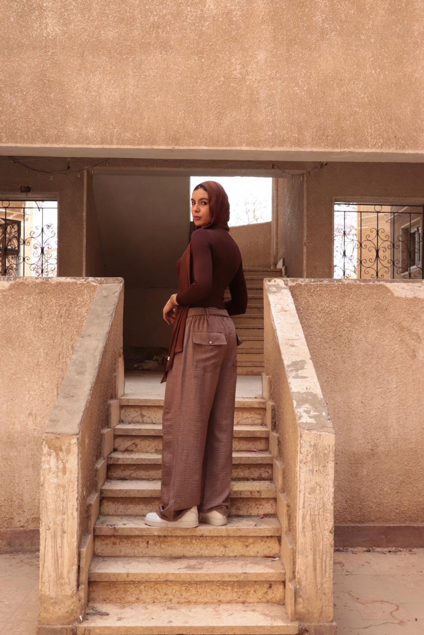 Sol belted pants in Mocha Brown.