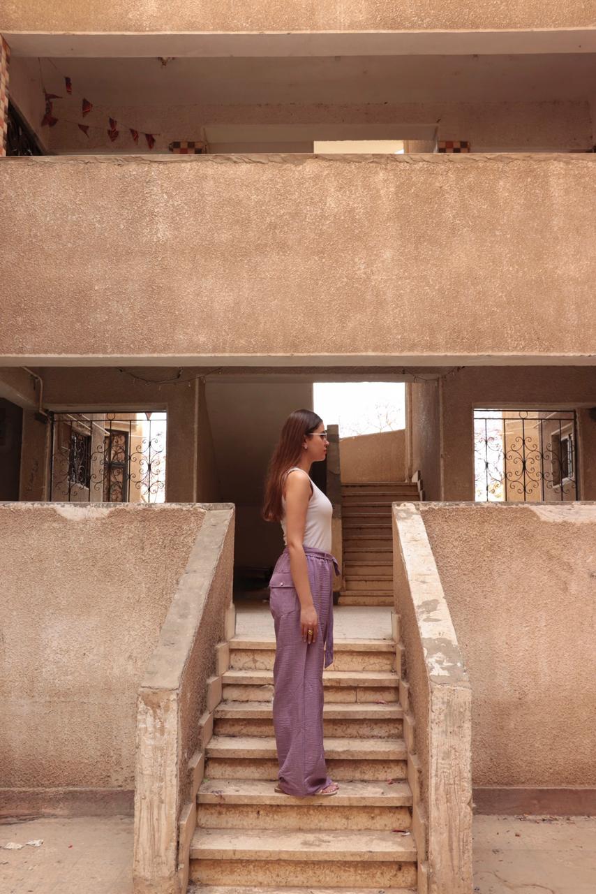Sol belted pants in Lilac.