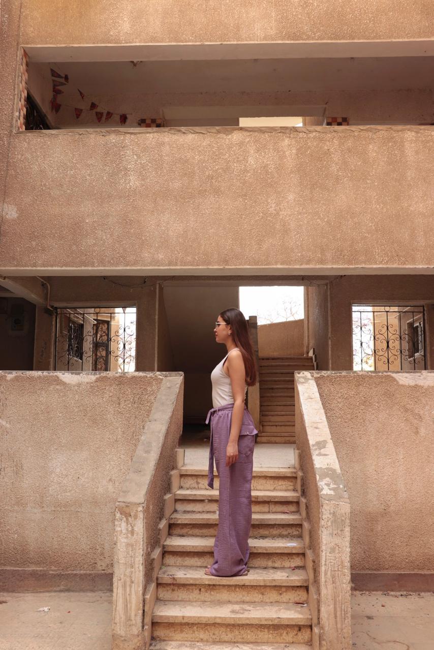 Sol belted pants in Lilac.