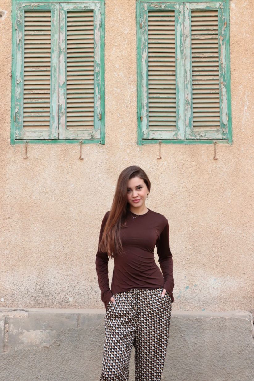 Knot me top in Brown.