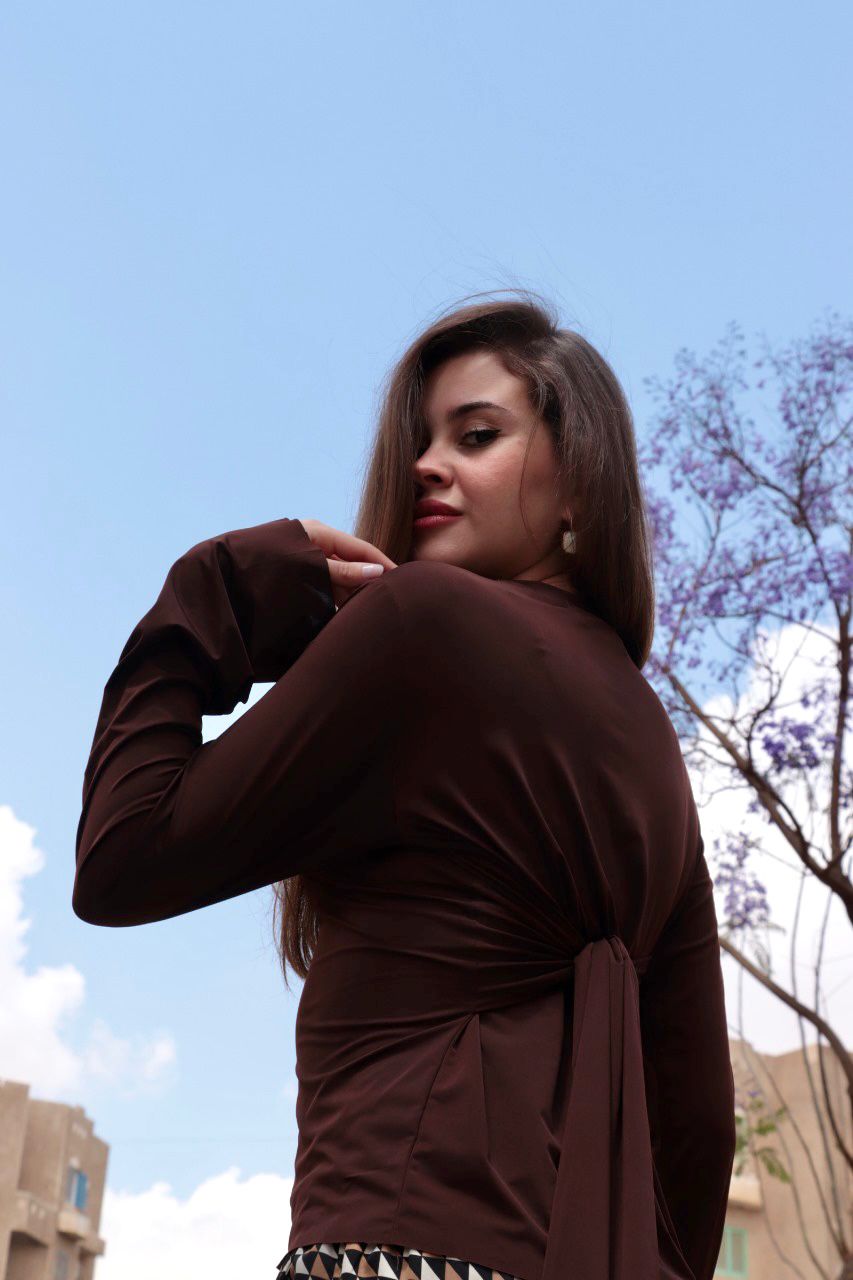 Knot me top in Brown.