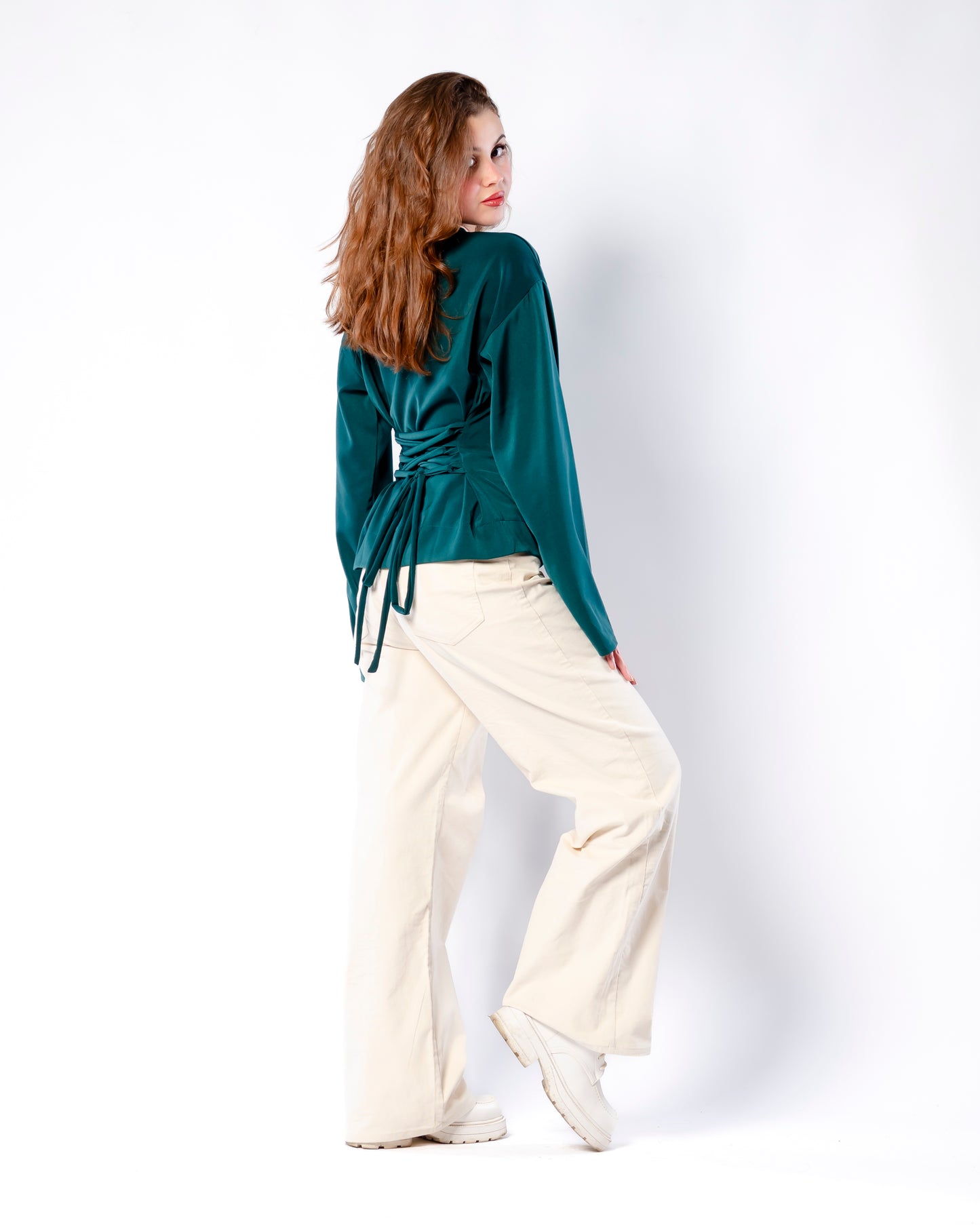 Not Basic-Basic top in Rain Forest Green.