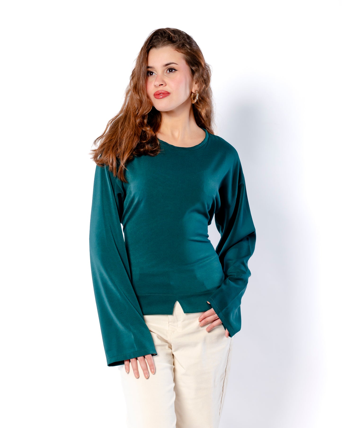 Not Basic-Basic top in Rain Forest Green.